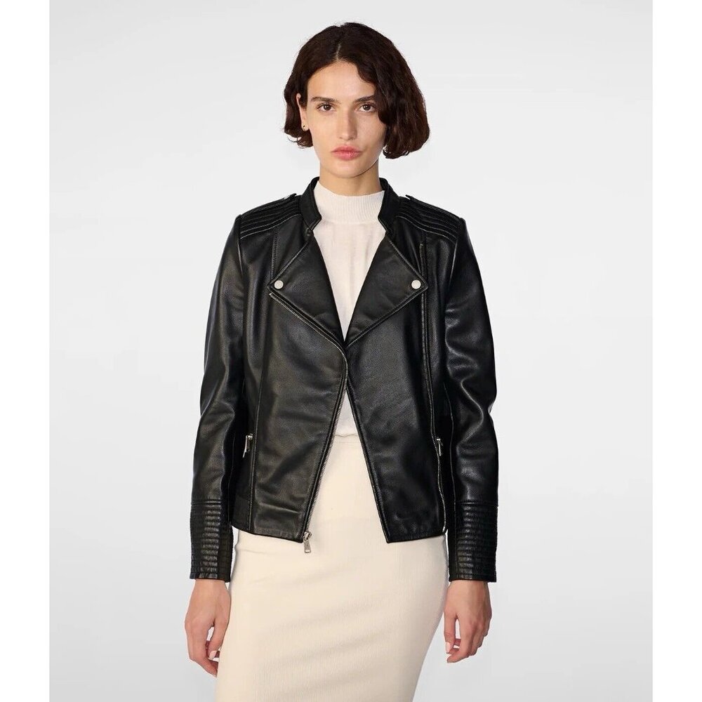 NWT Women’s Wilson Leather Jacket Monica Asymmetrical Moto Coat Sz Large -‎ SOFT